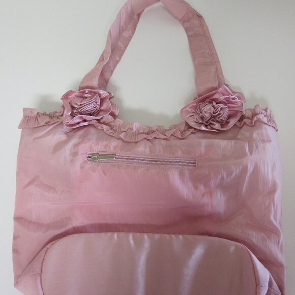 Rose Petals Pink Nylon Girls Handbag or Cosmetic Bag - Picture 2 of 2